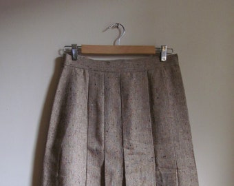 80s Wool Tweed Pleated Skirt M L 29 Waist