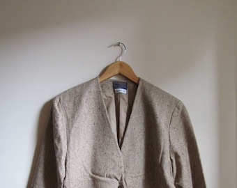 80s Wool Tweed Blazer Jacket M L 40 Bust