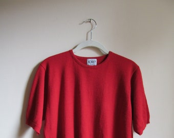 90s Red Pullover Short Sleeved Sweater L 43 Bust