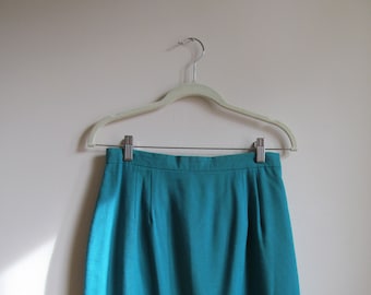 60s Union Label Teal Pencil Skirt M 28 Waist