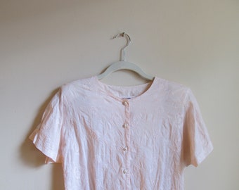 80s Pink Embroidered Blouse S 36 Bust