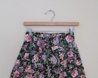 90s Floral Cotton Twill Shorts XS S 26 Waist