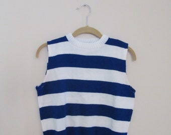 80s Dehen Striped Sleeveless Sweater S M 36 Bust