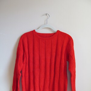 80s Red Crewneck Sweater M L 42 Bust image 1