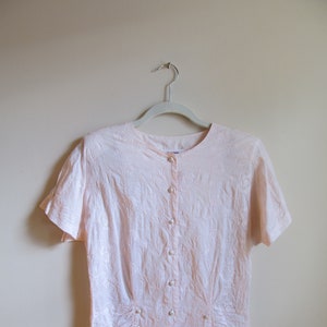 80s Pink Embroidered Blouse S 36 Bust image 1