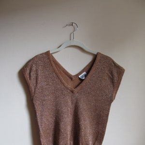 70s Metallic Pullover Short Sleeved Sweater S M image 1