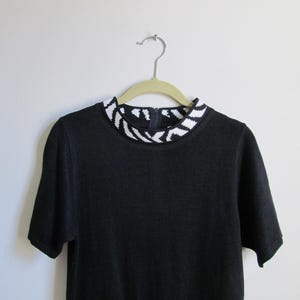 80s Black and White Short Sleeve Sweater S 34 Bust