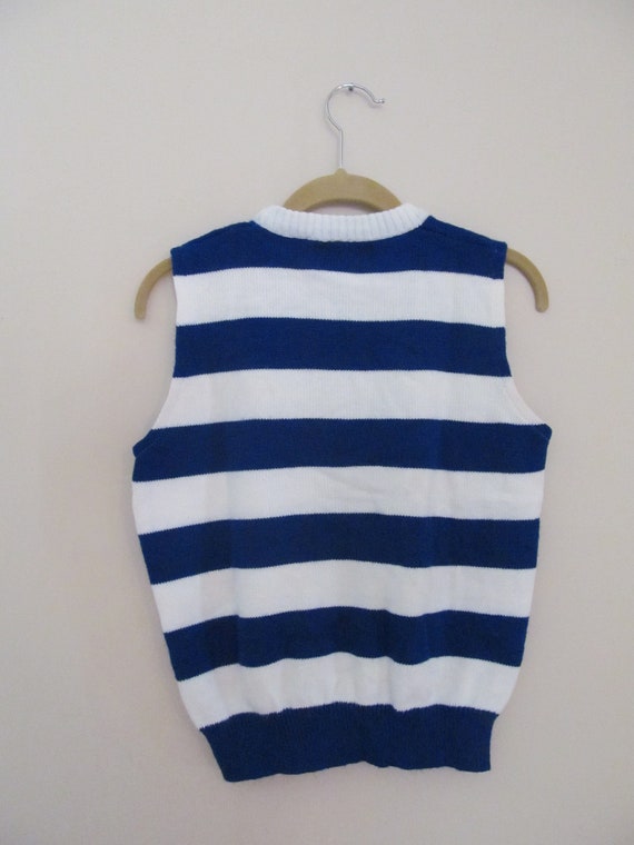 80s Dehen Striped Sleeveless Sweater S M 36 Bust - image 2