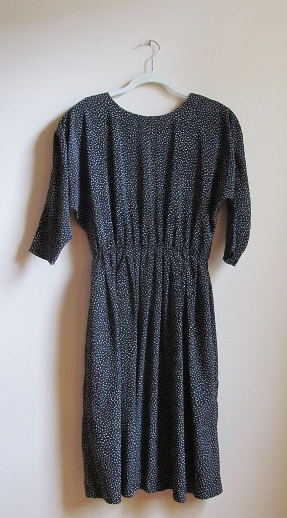 80s Black & White Dotted Dress L 40 Bust