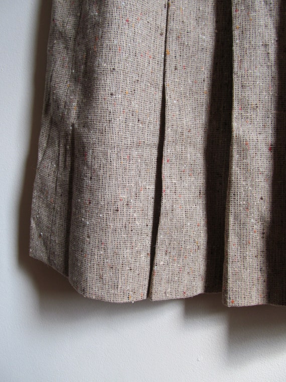80s Wool Tweed Pleated Skirt M L 29 Waist - image 2