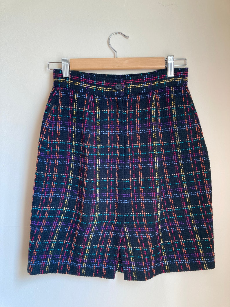 90s Rampage Colorful Plaid Pencil Skirt S 26 Waist image 2