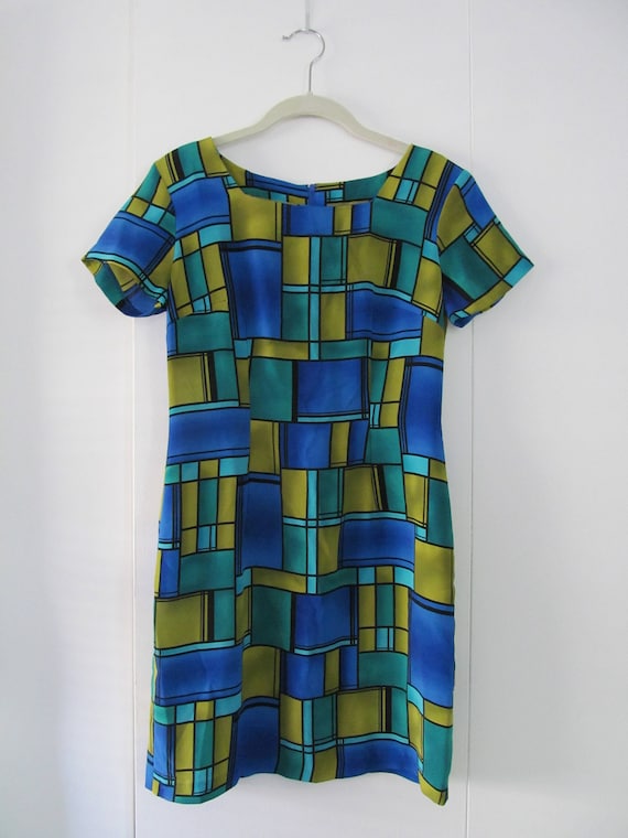 Mondrian Inspired Short Sleeve Dress S 36 Bust 29… - image 1