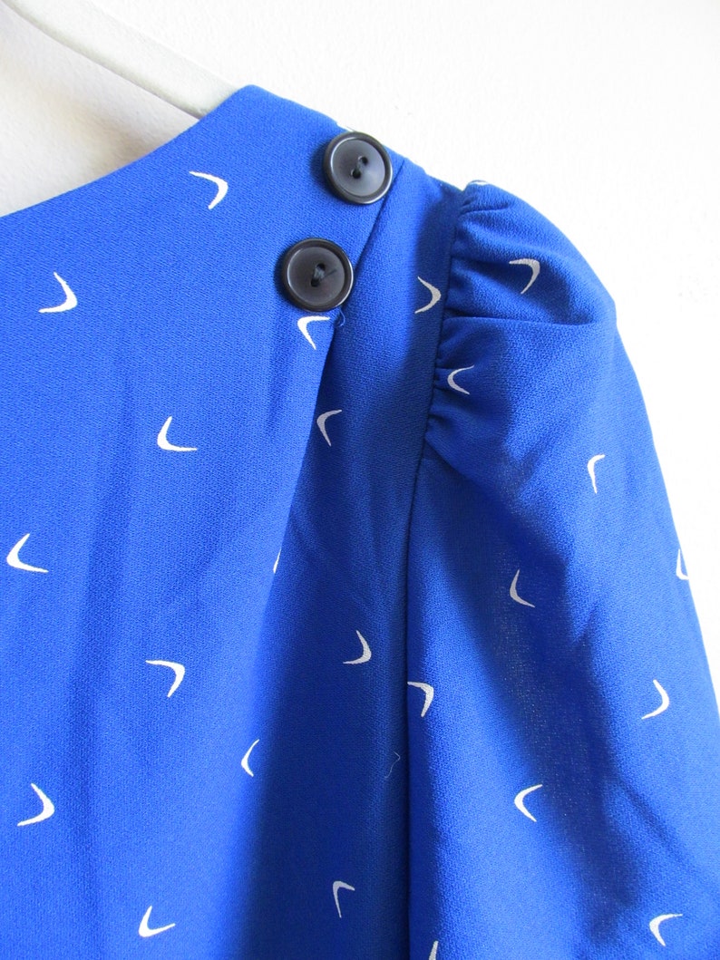 80s Cobalt Abstract Print Dress M 36 Bust image 3