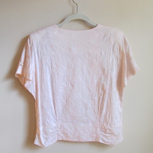 80s Pink Embroidered Blouse S 36 Bust image 2