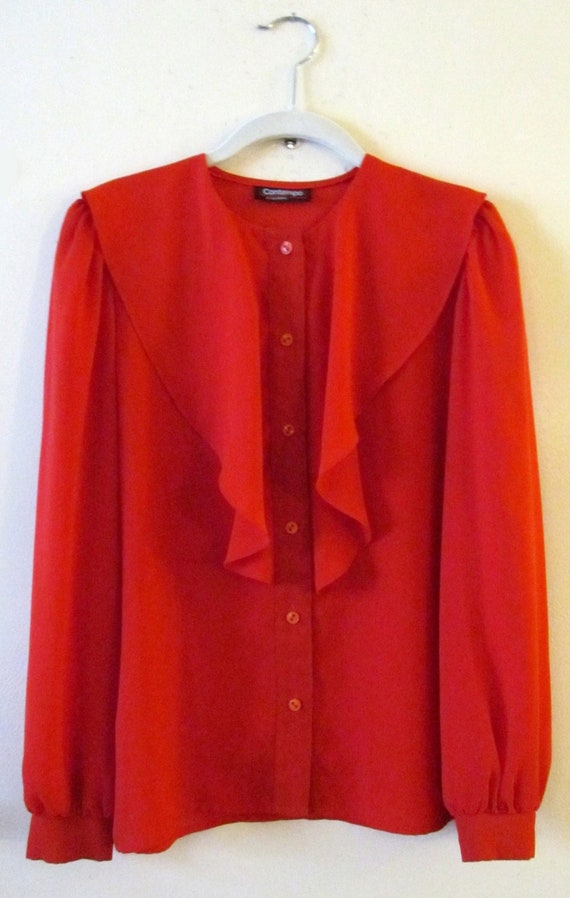 Ruffle Front Blouse M L 38 Bust - image 1