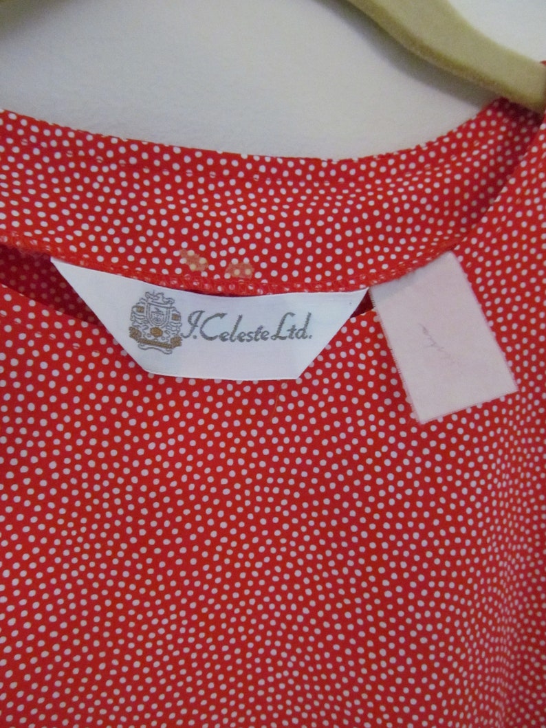 80s Polka Dot Cap Sleeve Blouse L 44 Bust image 4