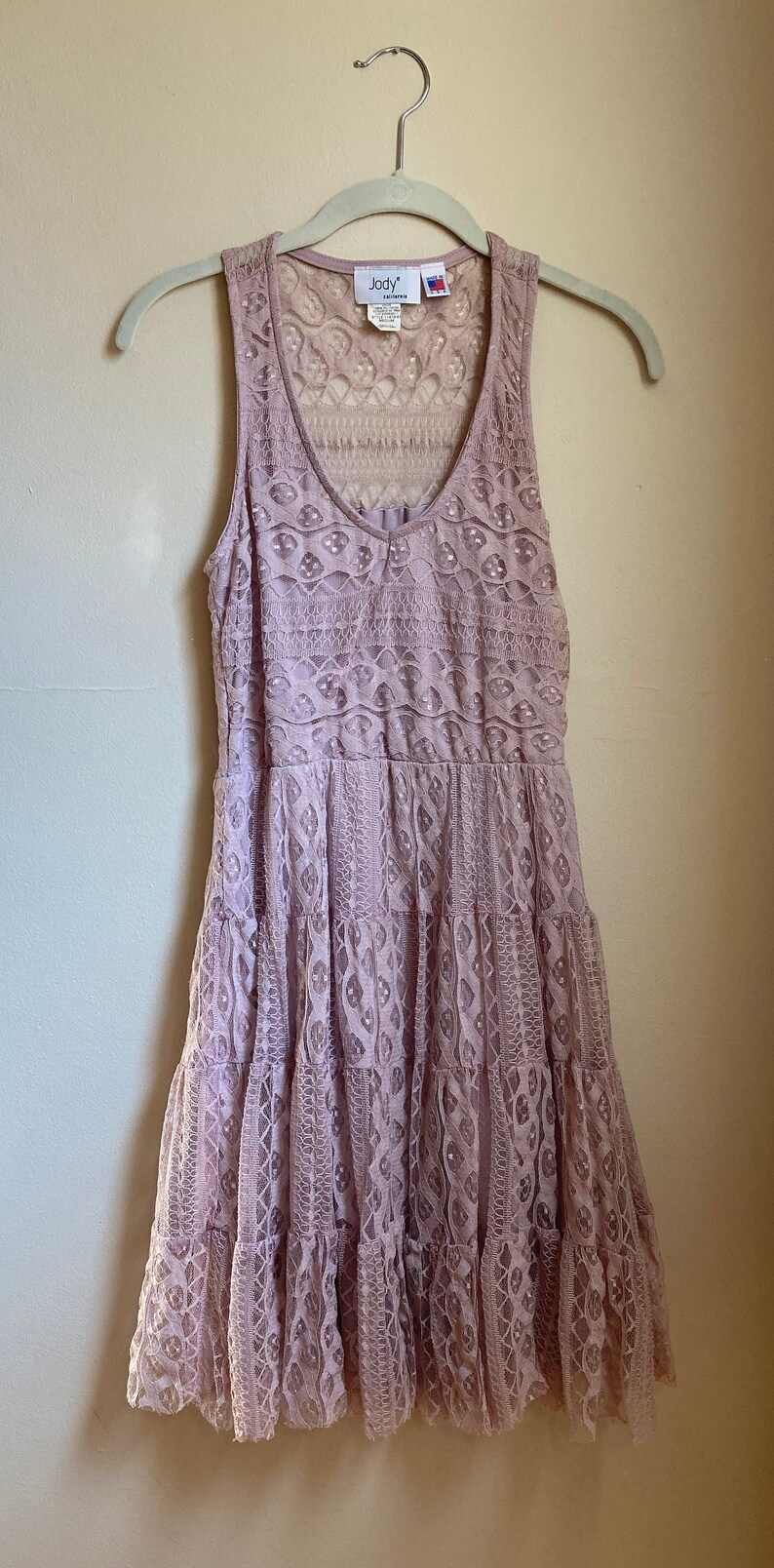 90s Lilac Lace Tiered Dress XS/Junior 30 Bust image 1