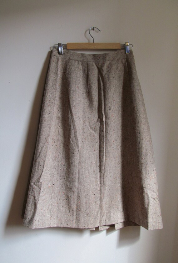 80s Wool Tweed Pleated Skirt M L 29 Waist - image 3