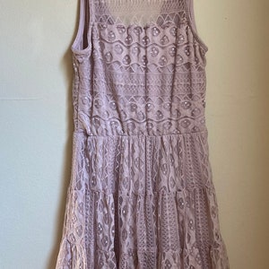 90s Lilac Lace Tiered Dress XS/Junior 30 Bust image 2