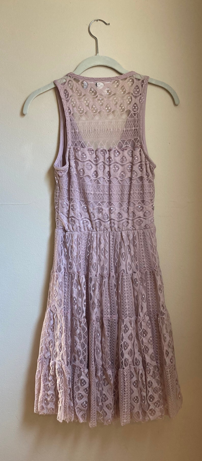 90s Lilac Lace Tiered Dress XS/Junior 30 Bust image 2