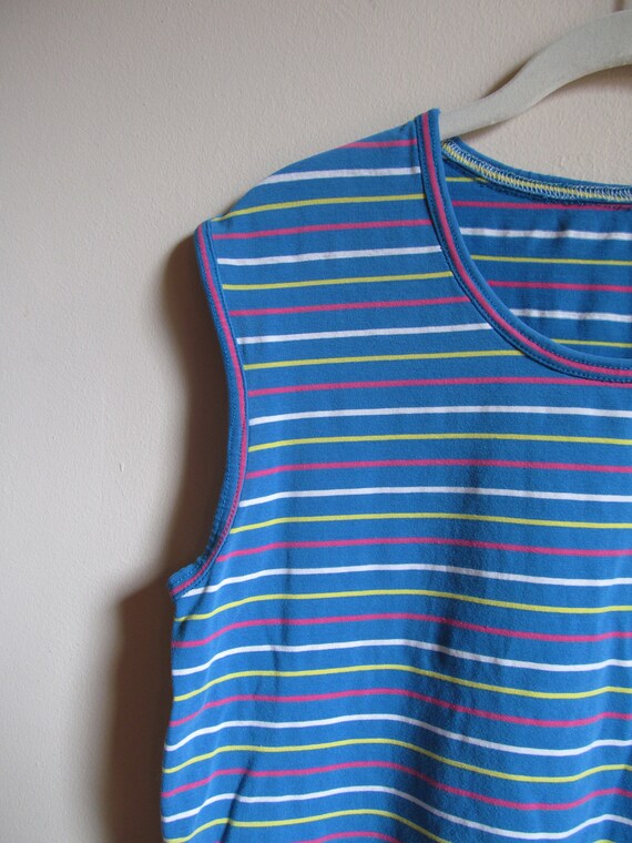 80s Colorful Striped Sleeveless Tee L 38 Bust - image 3