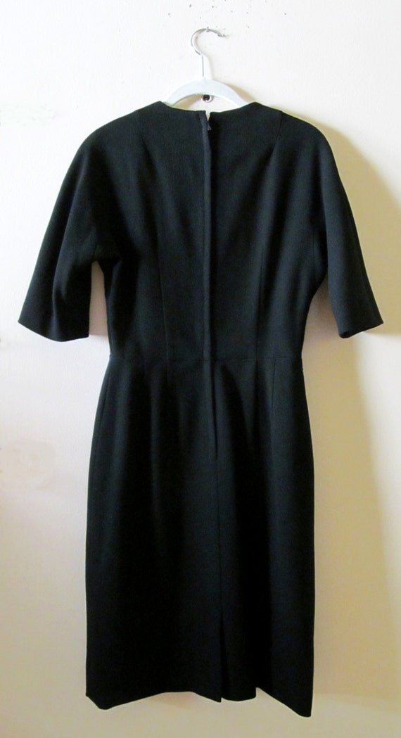 60s I. Magnin Black Dress S 36 Bust 26.5 Waist - image 2