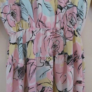 80s Floral Print Dolman Sleeve Dress M 38 Bust image 3