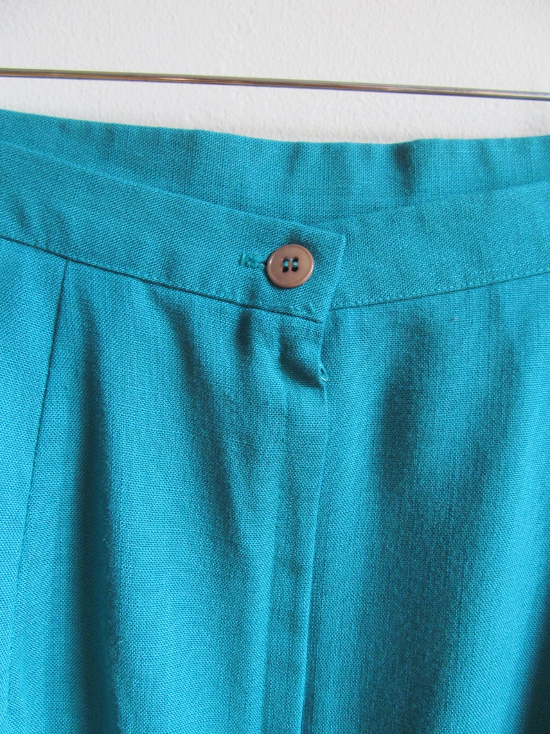 60s Union Label Teal Pencil Skirt M 28 Waist image 3