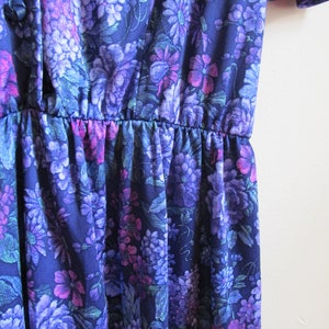 80s Purple Floral Dress Petite L XL 40 Bust image 6