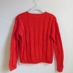 80s Red Crewneck Sweater M L 42 Bust image 2