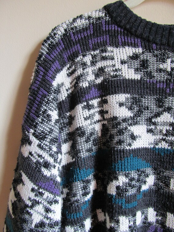 80s Abstract Pattern Pullover Sweater L 45 Bust - image 3