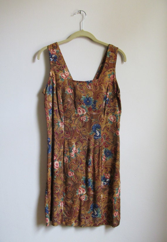 90s Floral Print Mini Dress S 36 Bust 30 Waist