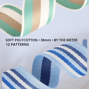Correa de polialgodón de 38 mm por metro | Correa de bolso suave y mate | Correas de mochila, costura DIY | 12 patrones