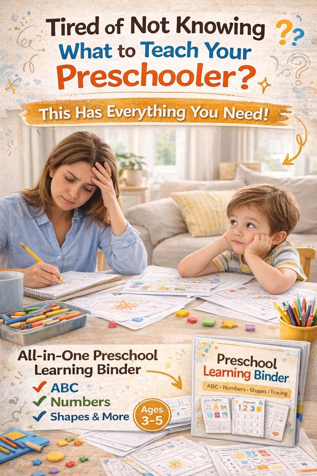 Preschool Learning Binder Printable | ABC Letters, Numbers & Shapes ...