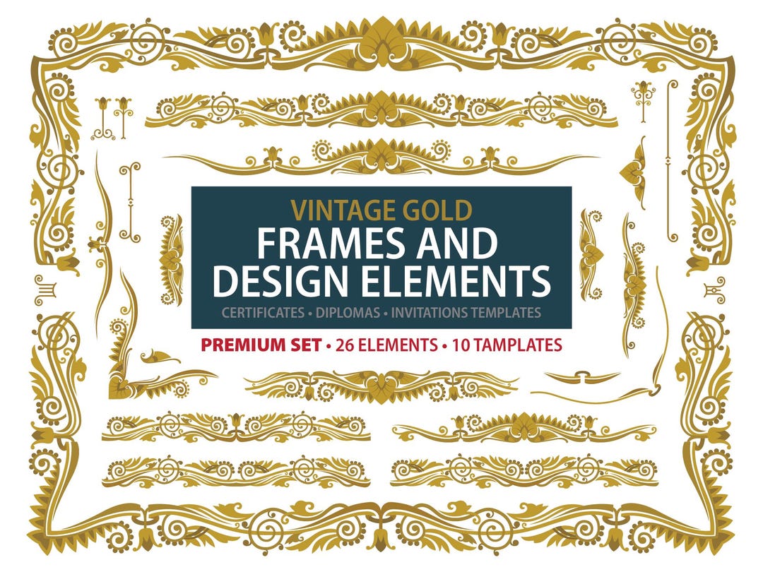Vintage Gold Frames & Design Elements – Certificate, Diploma ...