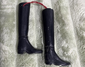 Christmas Ornament Boots Black Tall Riding Replica Horseback Shoes Equestrian