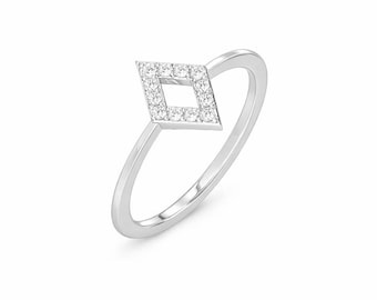 Lab Grown Diamond Ring - Geometric Rose Gold Ring - 14K Gold Ring - Minimalist Stacking Ring - Promise Ring - Gift for Her