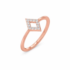 Lab Grown Diamond Ring - Geometric Rose Gold Ring - 14K Gold Ring - Minimalist Stacking Ring - Promise Ring - Gift for Her image 5