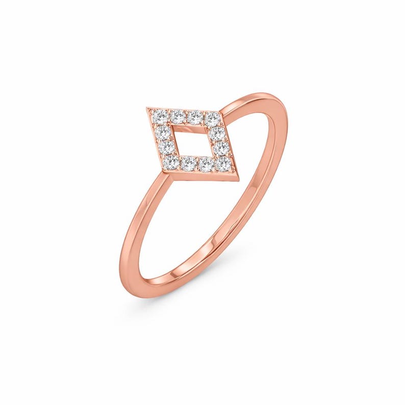 Lab Grown Diamond Ring - Geometric Rose Gold Ring - 14K Gold Ring - Minimalist Stacking Ring - Promise Ring - Gift for Her image 5
