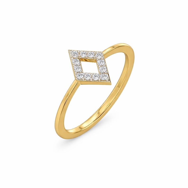 Lab Grown Diamond Ring - Geometric Rose Gold Ring - 14K Gold Ring - Minimalist Stacking Ring - Promise Ring - Gift for Her image 6
