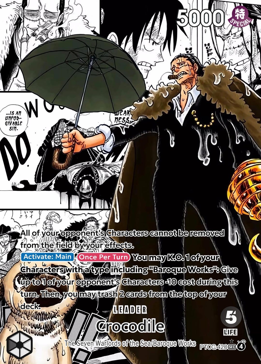Crocodile - OP14-079 - the Azure Sea's Seven (OP14) Custom Manga