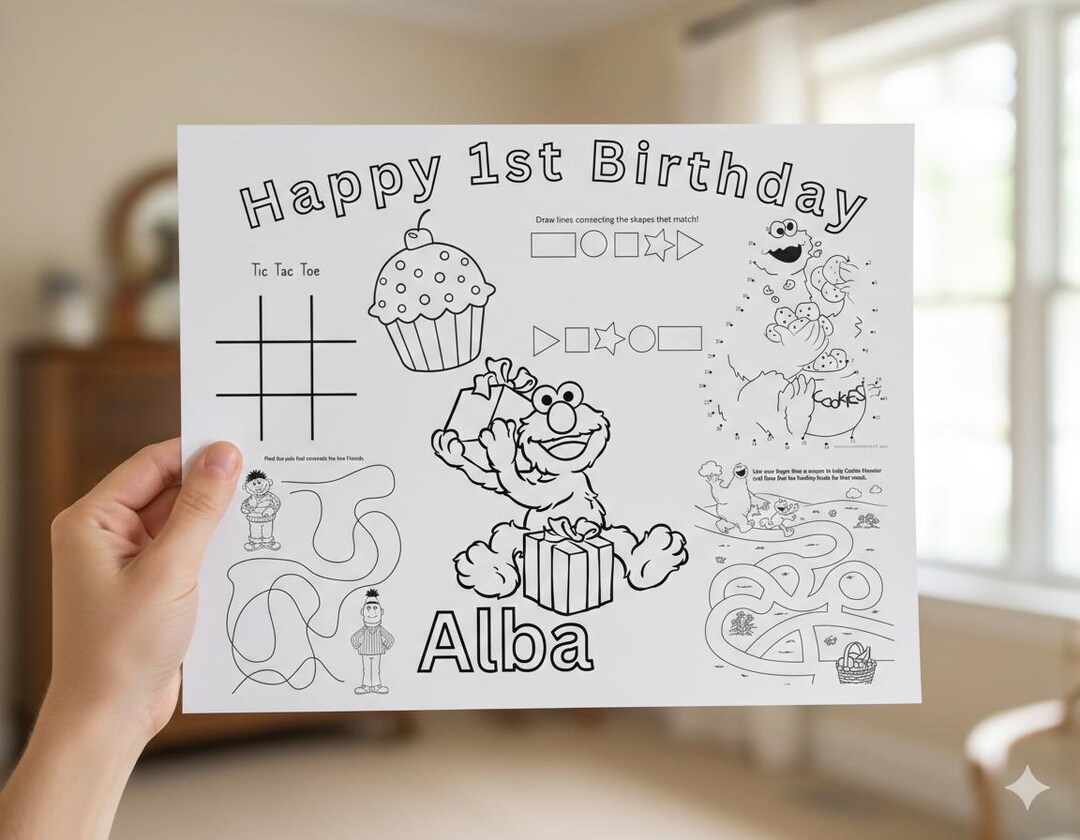 Sesame Street Elmo Custom Birthday Activity Coloring Page - Etsy