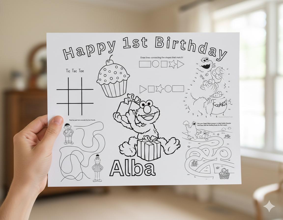 Sesame Street Elmo Custom Birthday Activity Coloring Page - Etsy