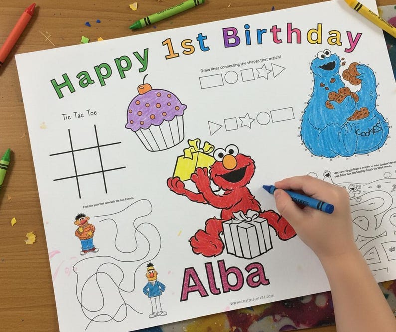 Sesame Street Elmo Custom Birthday Activity Coloring Page - Etsy