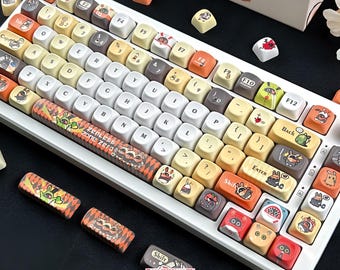Bangboo Anime Tastenkappen Set (109 Tasten) | Custom PBT Tastenkappen für Mechanische Tastaturen | Kirsch-Profil
