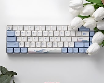Ocean Whale Tastenkappen Set (133 Tasten) | Custom PBT Tastenkappen für Mechanische Tastaturen | Handwerker Schlüssel