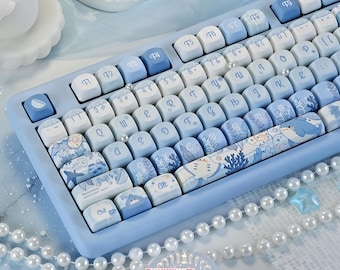 Unterwasserwelt Keycaps Set (130 Tasten) | Custom PBT Tastenkappen für Mechanische Tastaturen | MOA-Profil