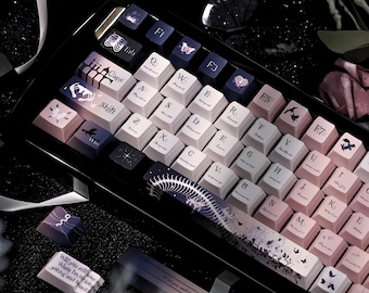 Skeletron Rose Tastenkappen Set (140 Tasten) | Custom PBT Tastenkappen für Mechanische Tastaturen | Kirsch-Profil
