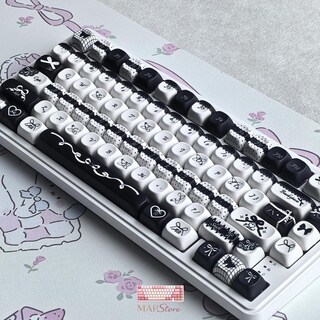 Set 136 Tasti PBT Bianchi Stile Manga – Profilo Cherry, Stampa A Sublimazione Per Tastiera Meccanica ANSI