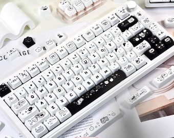 Niedliches Katzen Schlüsselkappen Set (140 Schlüssel) | Custom PBT Tastenkappen für Mechanische Tastaturen | MOA-Profil